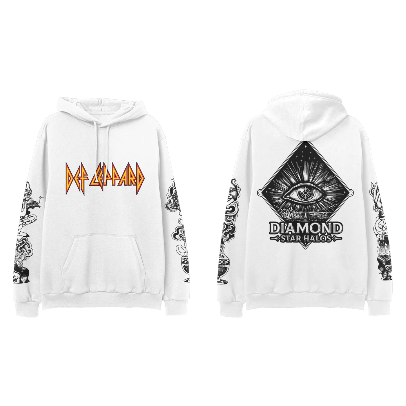 Def Leppard Diamond Star Halos Exclusive White Hoodie