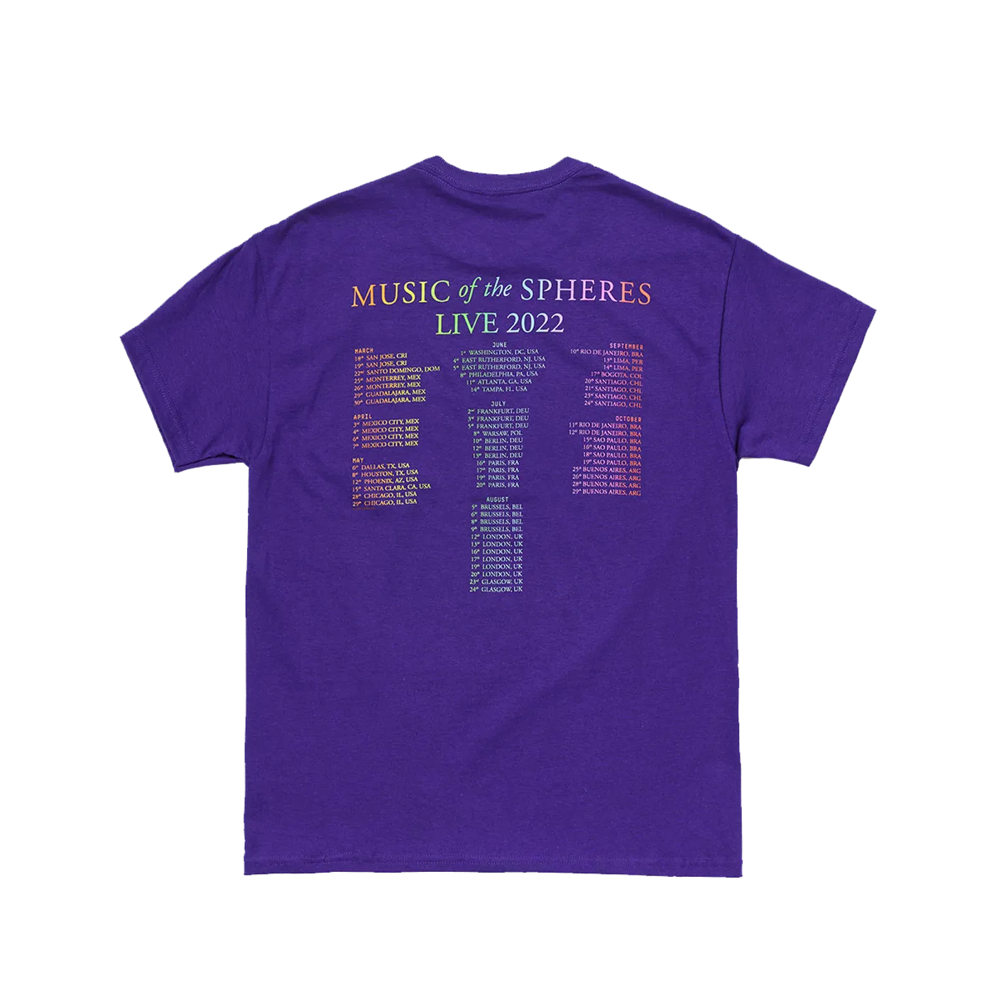 Coldplay MUSIC OF THE SPHERES PURPLE TOUR TEE