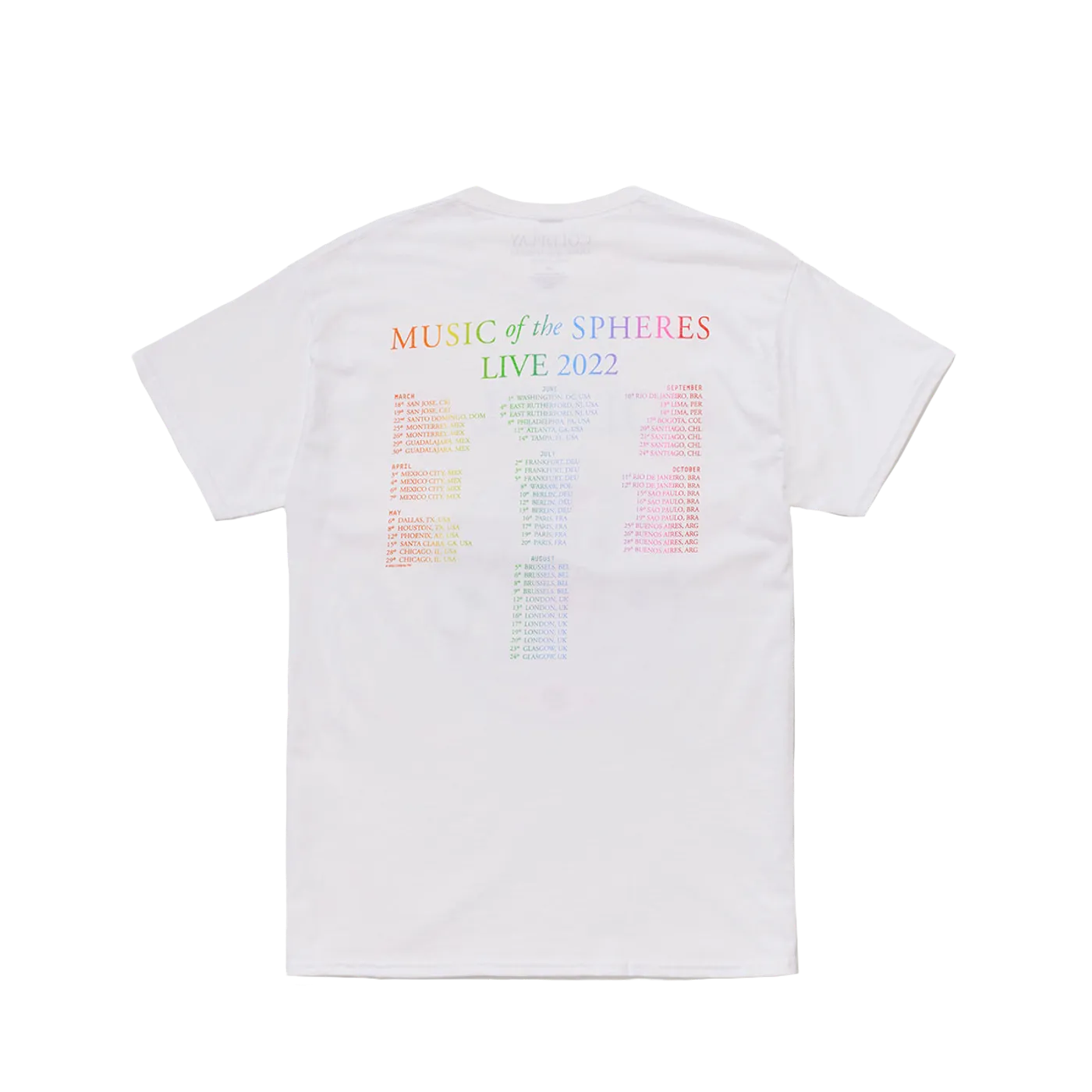 Coldplay MUSIC OF THE SPHERES WHITE TOUR TEE