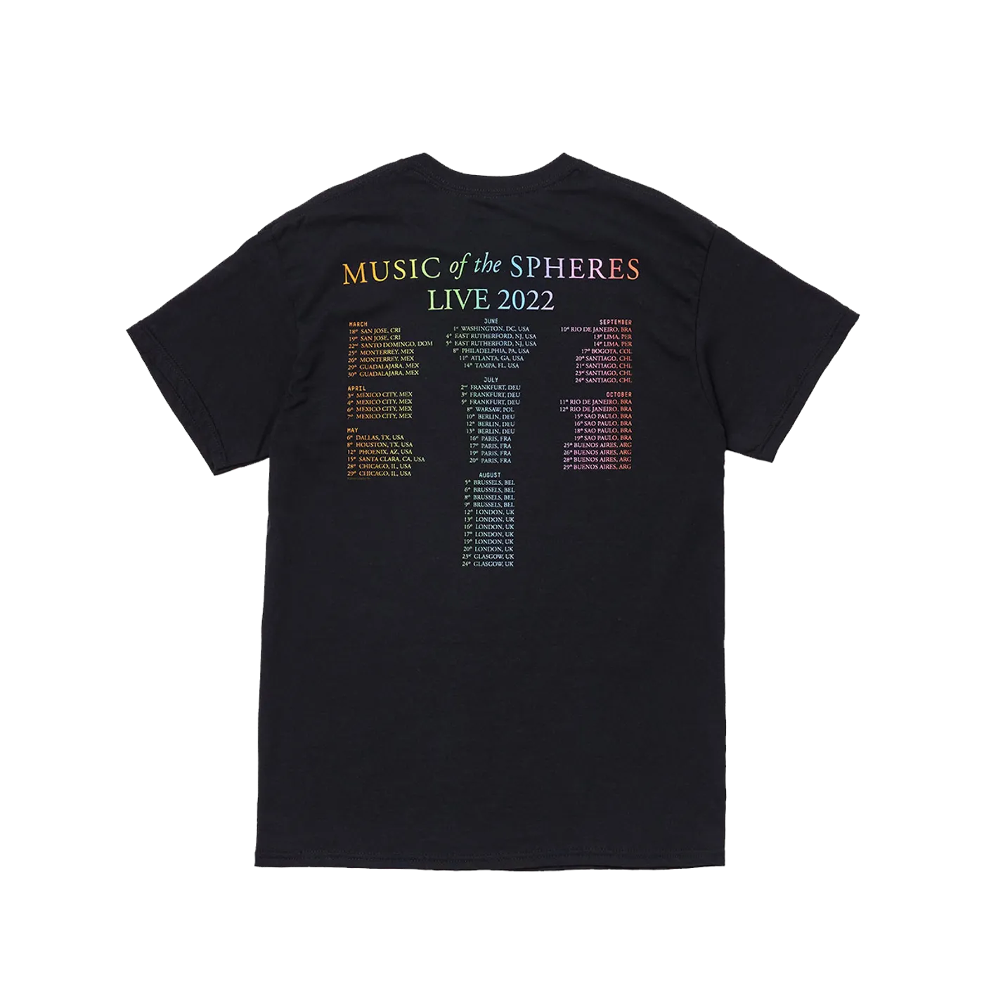 Coldplay MUSIC OF THE SPHERES WORLD TOUR TEE