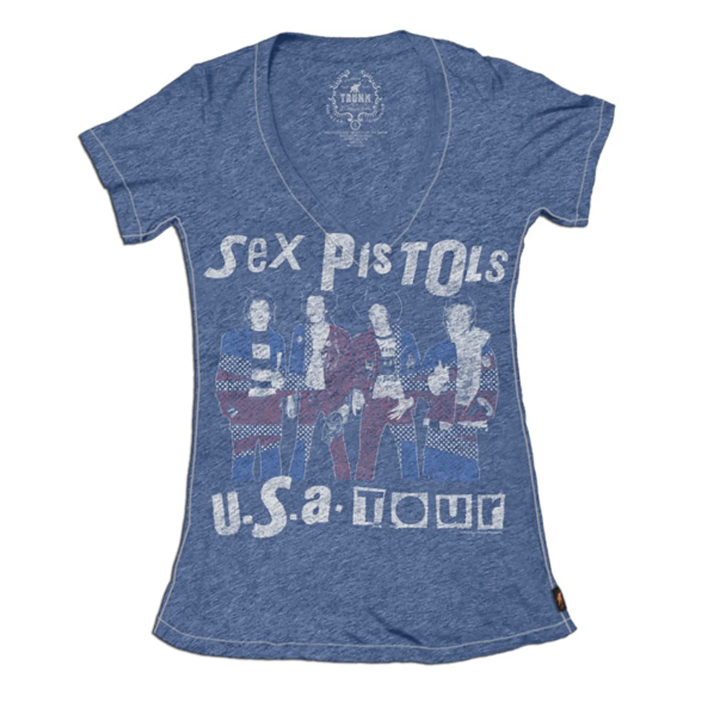 Sex Pistols USA Tour '78 Deep V-neck Burnout T-Shirt