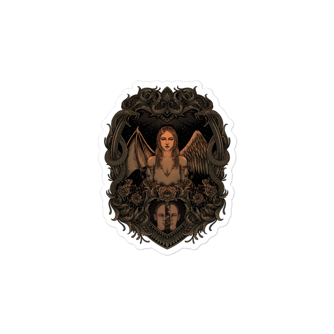 John Wiebe Crazy Angel Kiss Cut Sticker