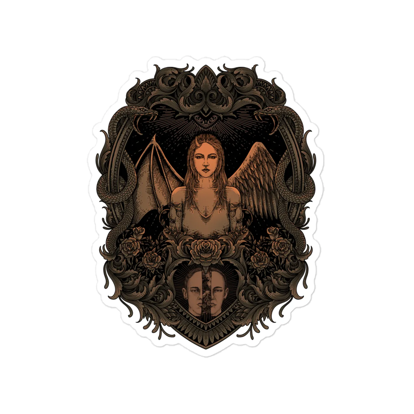 John Wiebe Crazy Angel Kiss Cut Sticker