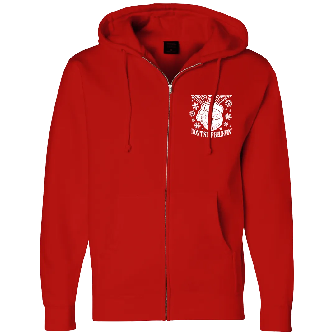 Don't Stop Believin' Santa Zip Hoodie