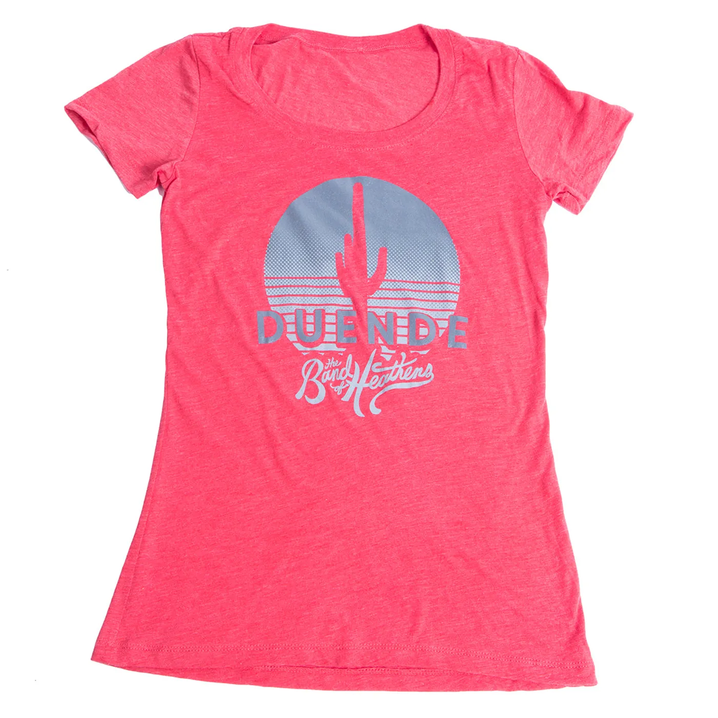 The Band Of Heathens Ladies Red Duende T-Shirt (Grey Logo)
