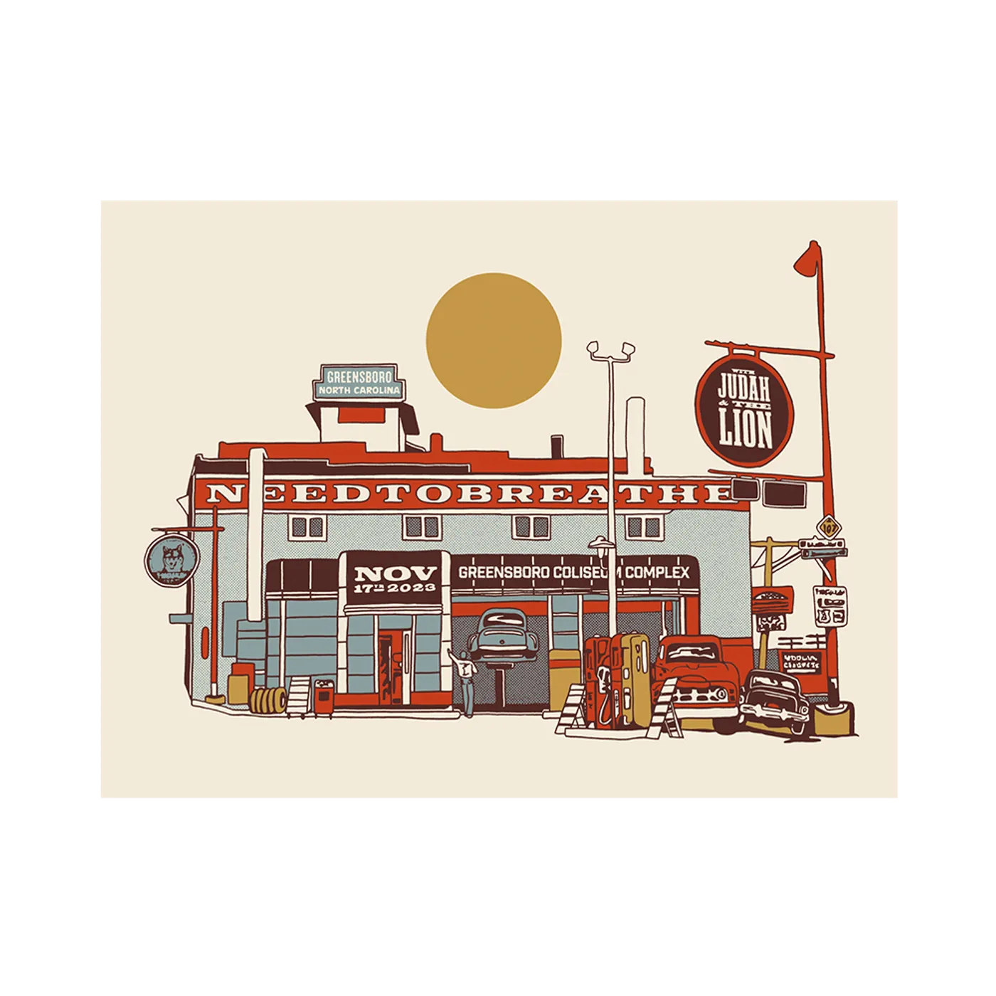 NEEDTOBREATHE CAVES WORLD TOUR POSTER - GREENSBORO, NC