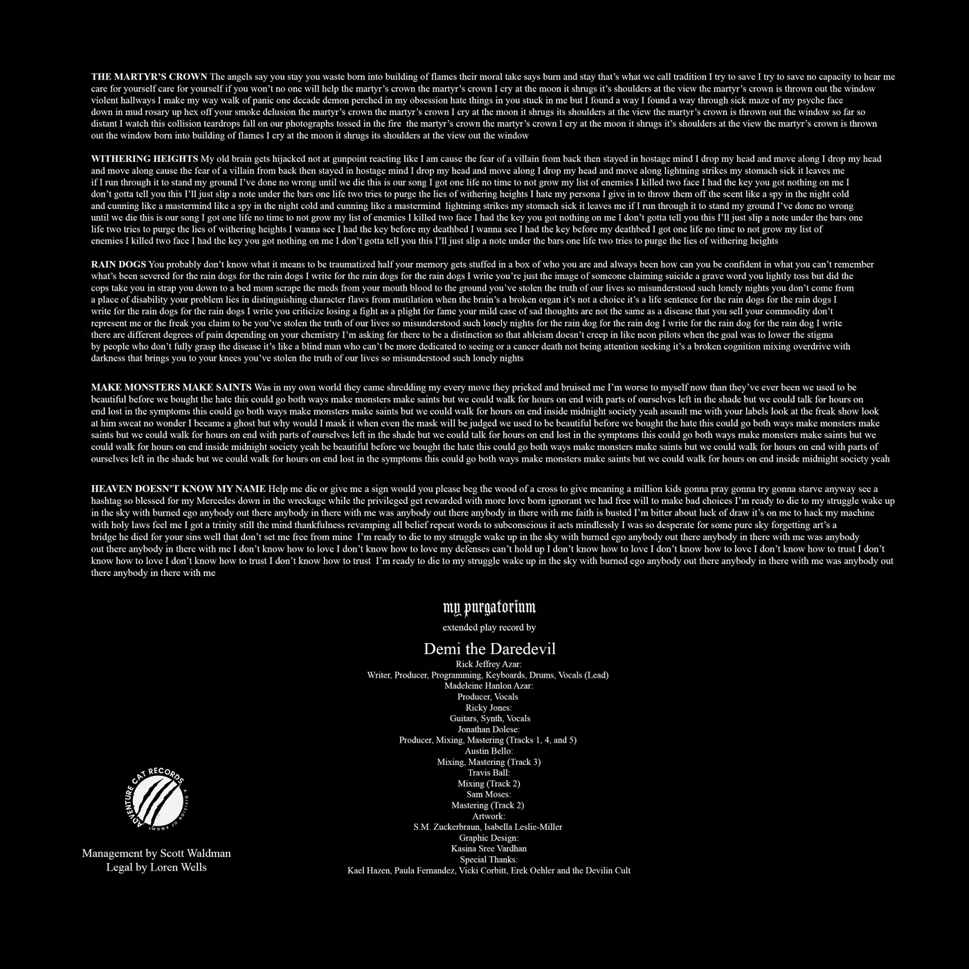 Demi the Daredevil My Purgatorium Physical CD