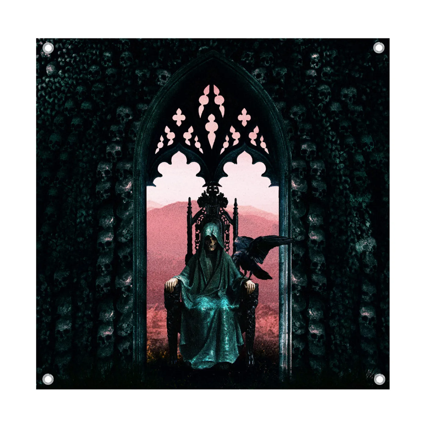 Ten Thousand Crows Cathedral Wall Flag
