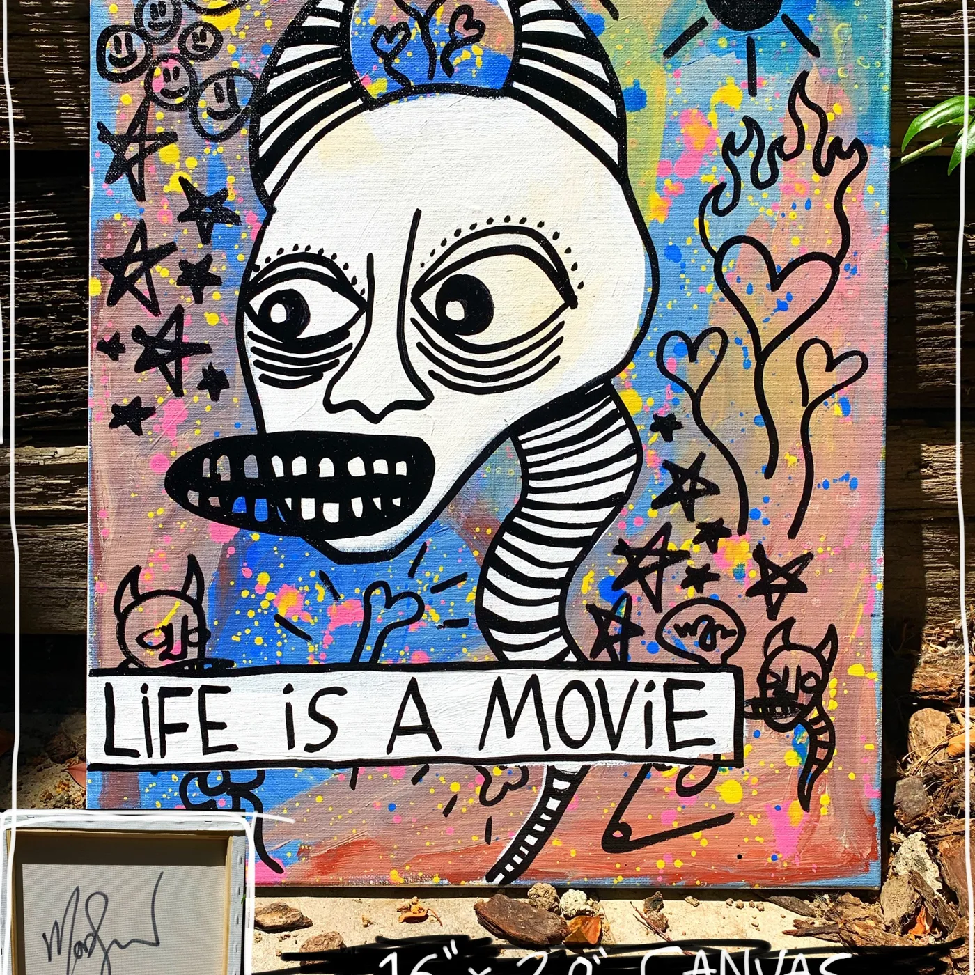 Life Is A Movie 16" x 20" Mod Sun Painted Canvas