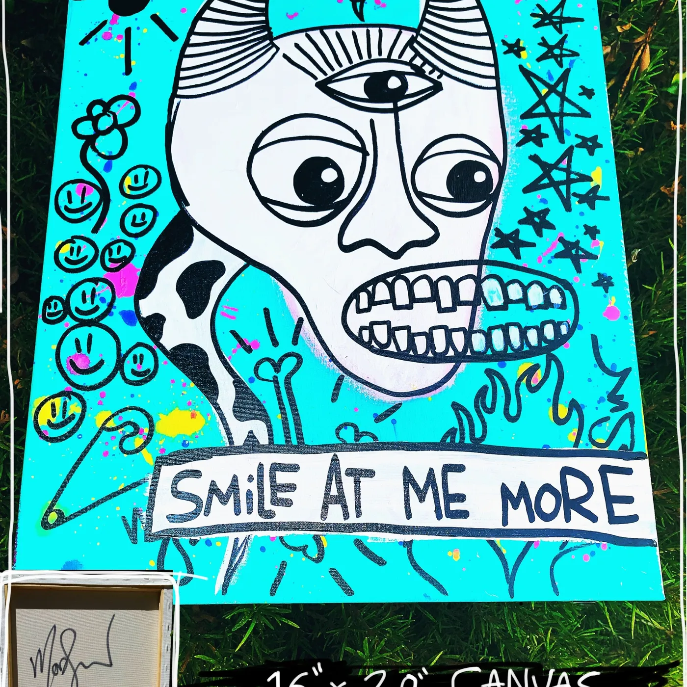 Smile At Me More 16" x 20" Mod Sun Painted Canvas