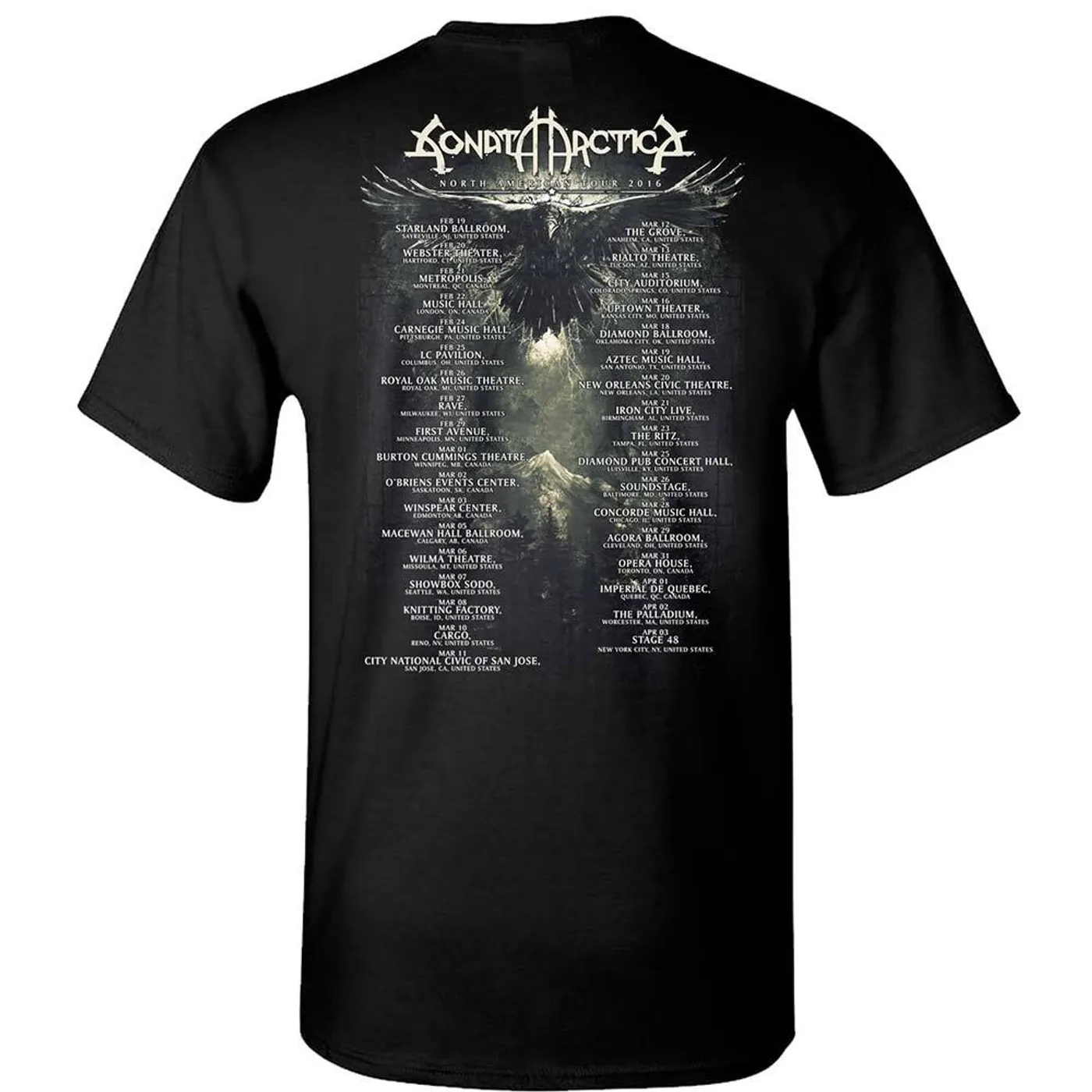 Sonata Arctica White Wolf Tour Dates T-Shirt