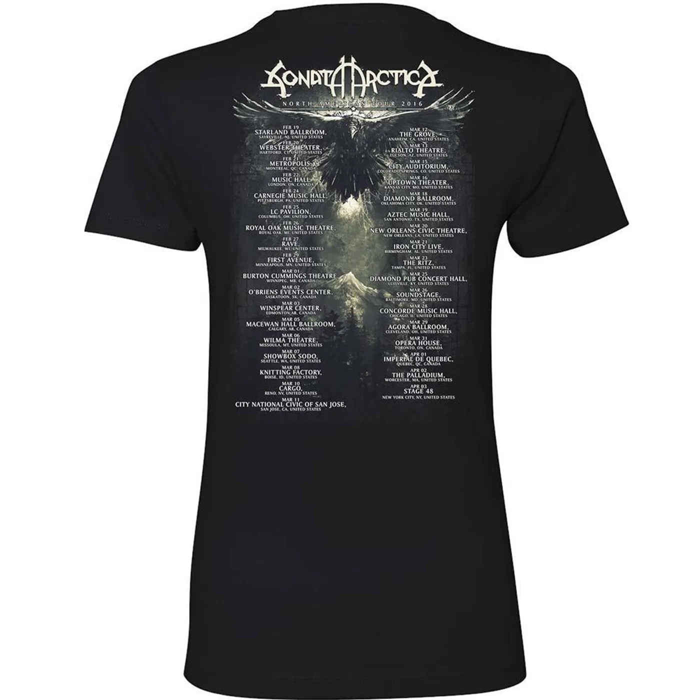 Sonata Arctica White Wolf Tour Dates Ladies Tee