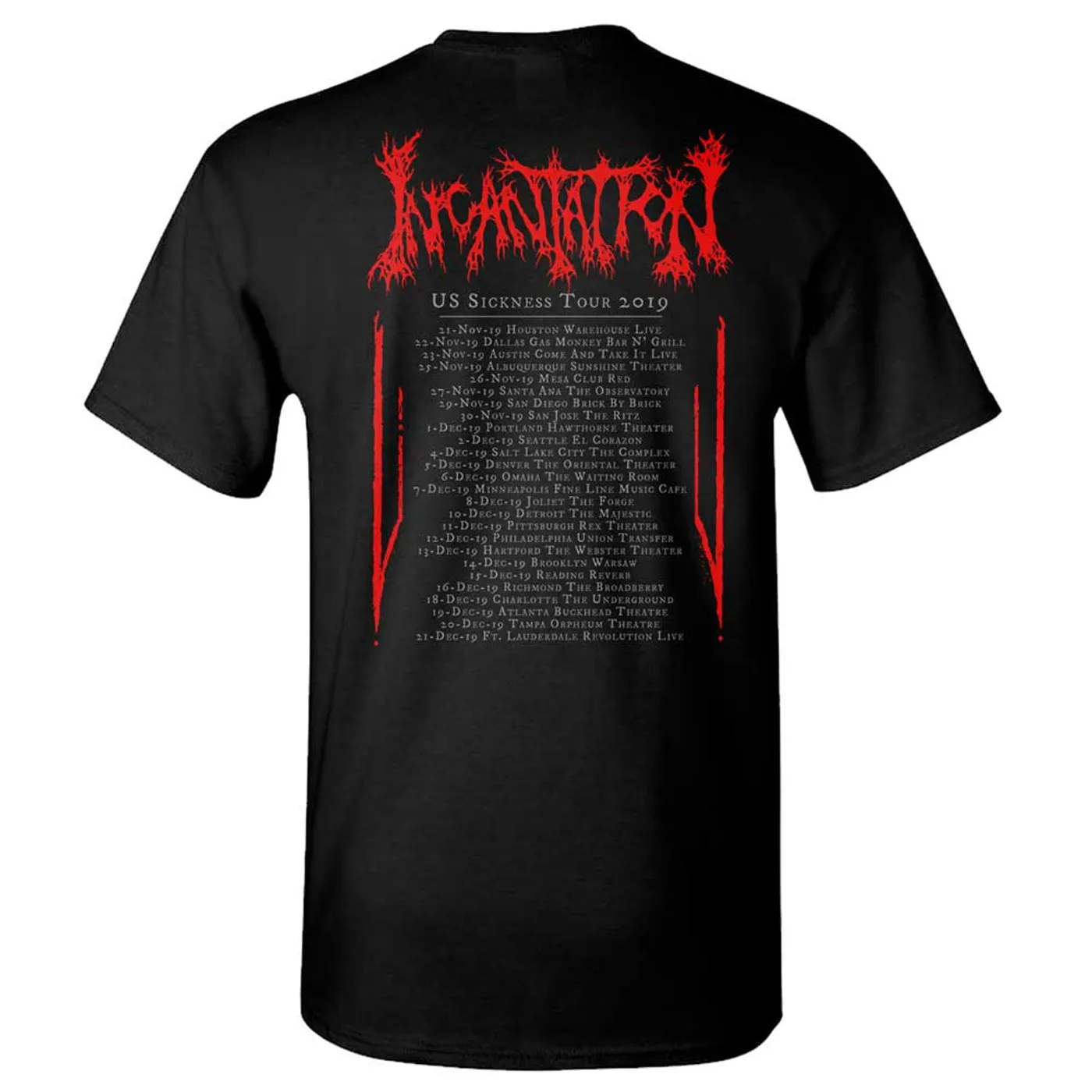Incantation Crucifixion 2019 US Tour T-Shirt