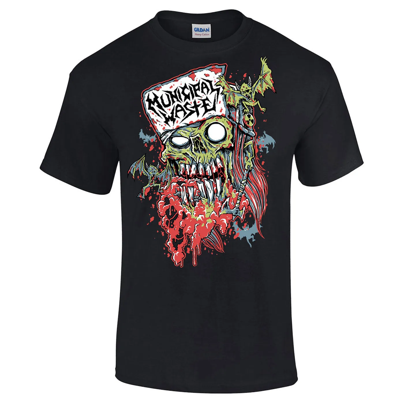 Municipal Waste Zombie Head White Logo T-Shirt