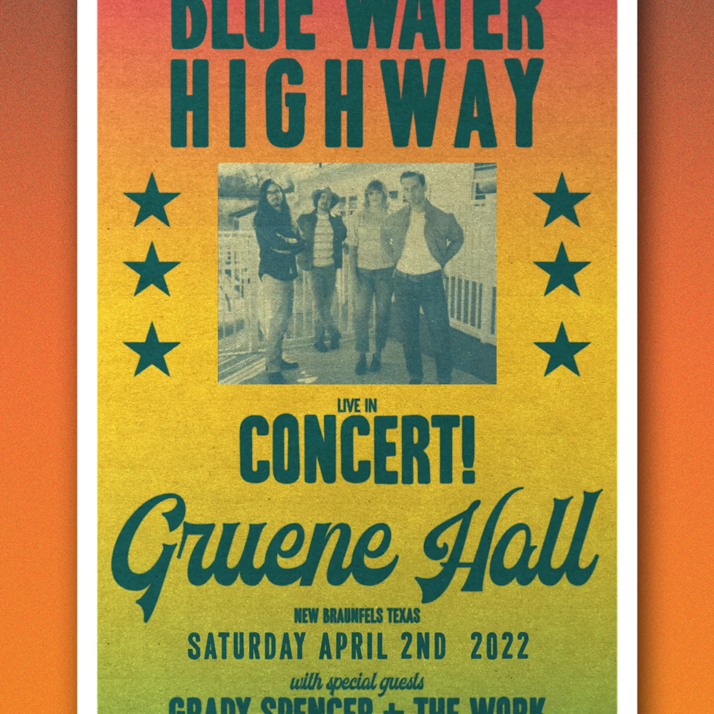 Blue Water Highway Gruene Hall Poster - 4/2/22