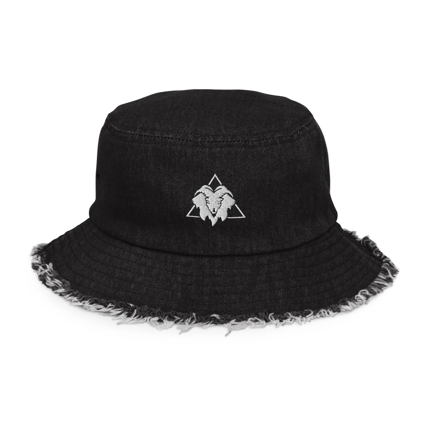 Lil Will Goat Gang ( Distressed denim bucket hat white logo )