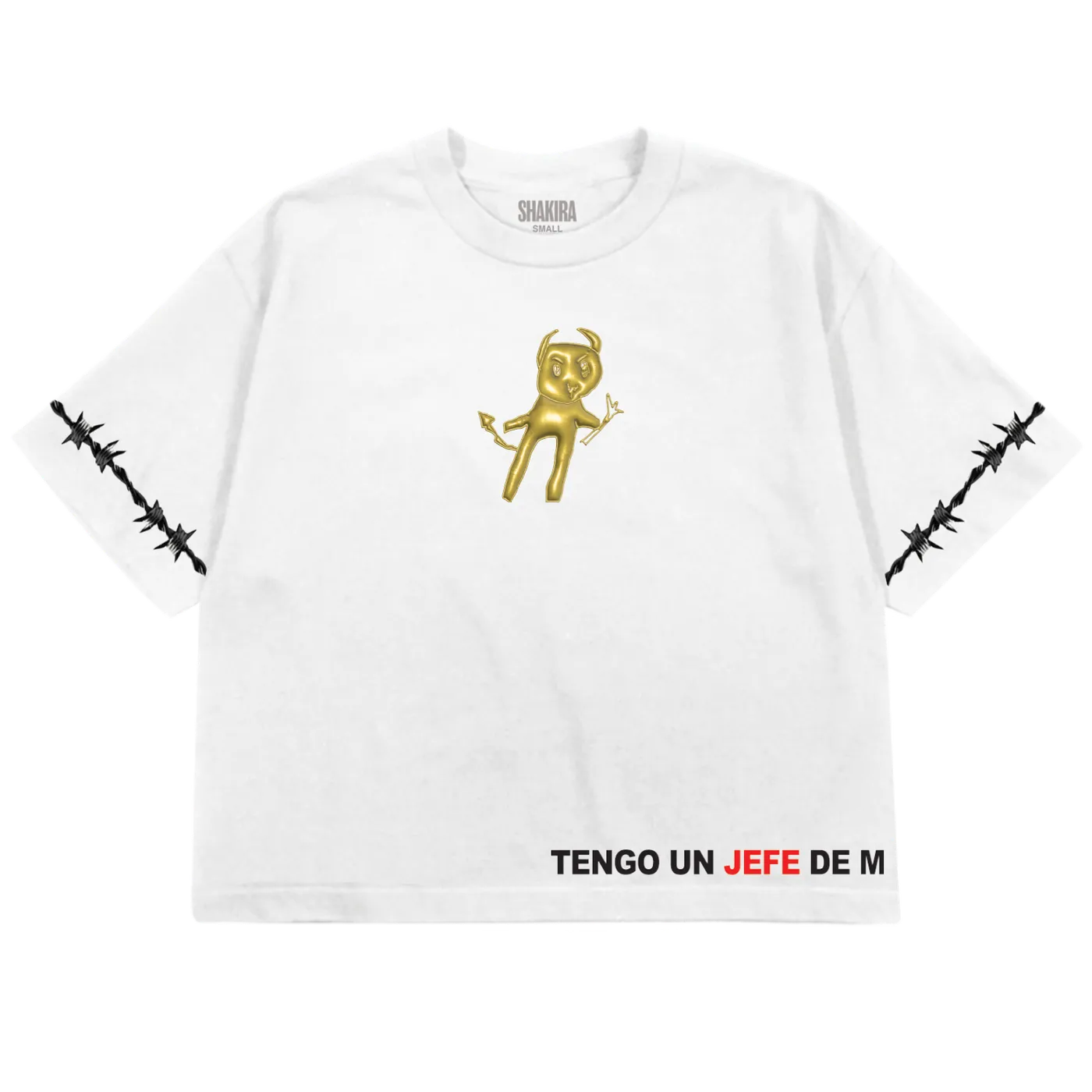 Shakira Tengo Un Jefe De M Crop T-shirt - White