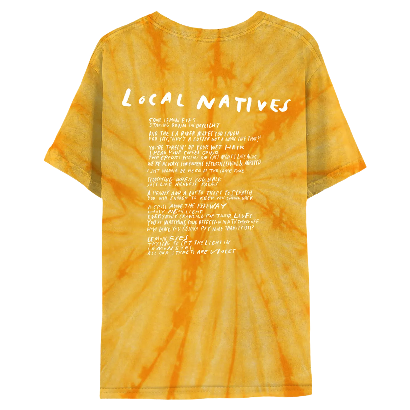 Local Natives Sour Lemon Lyric Gold Tie-Dye Tee