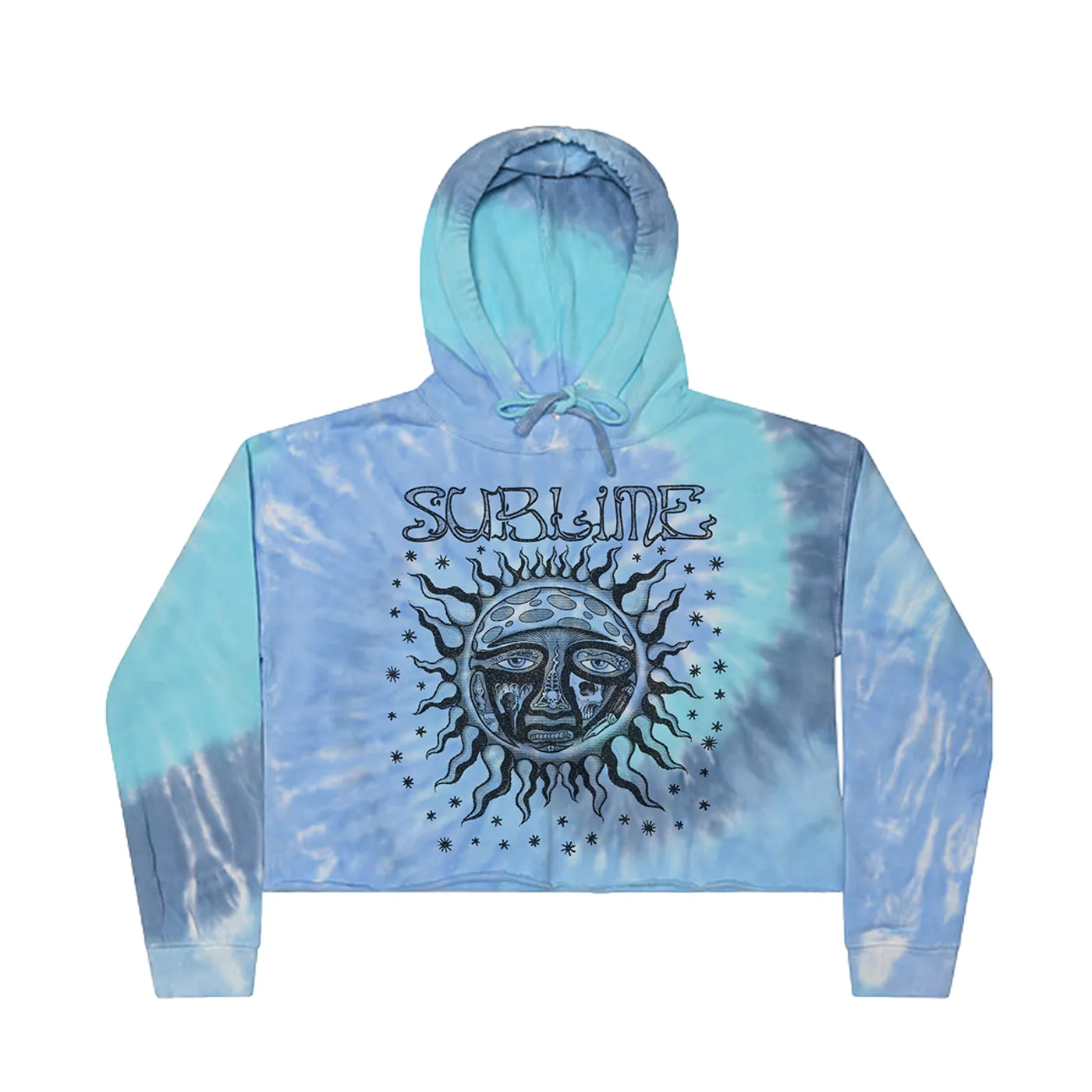 Sublime Woodcut Sun Tie Dye Cropped Hoodie