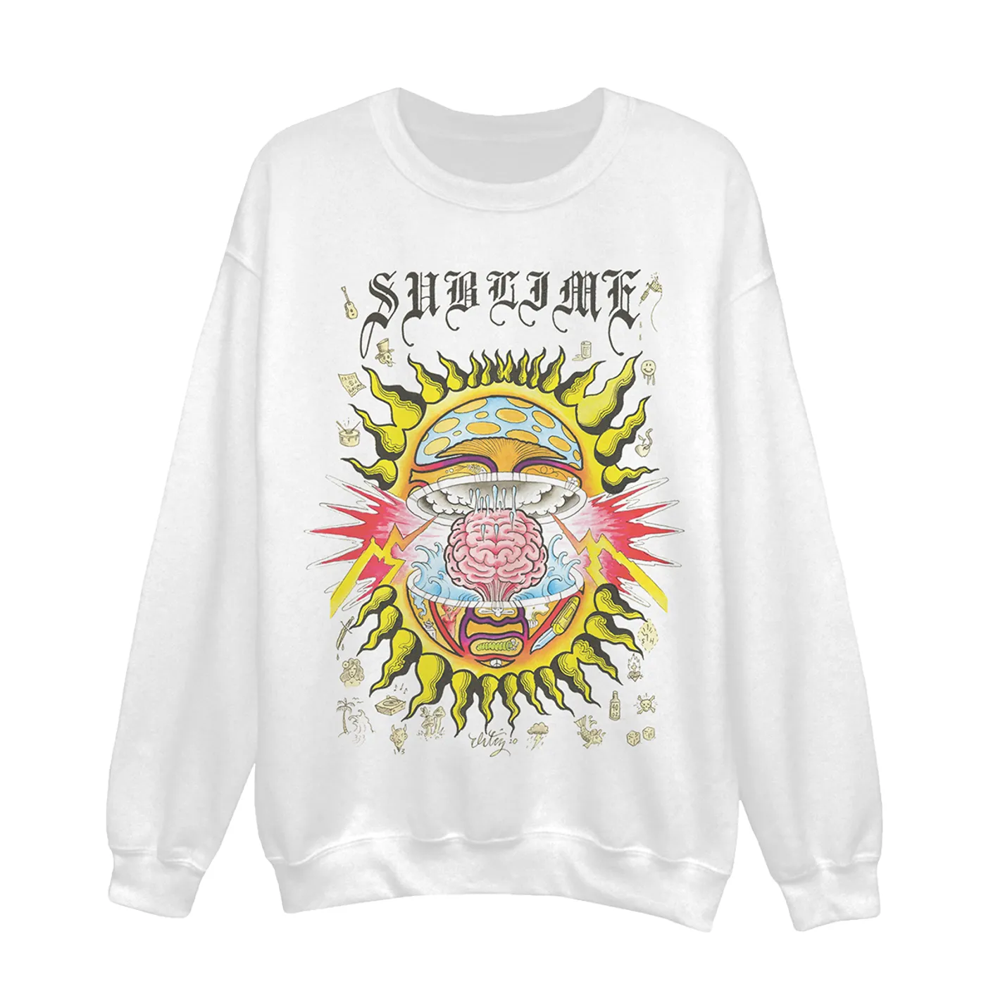 Sublime Mind-Blown Sun White Crewneck