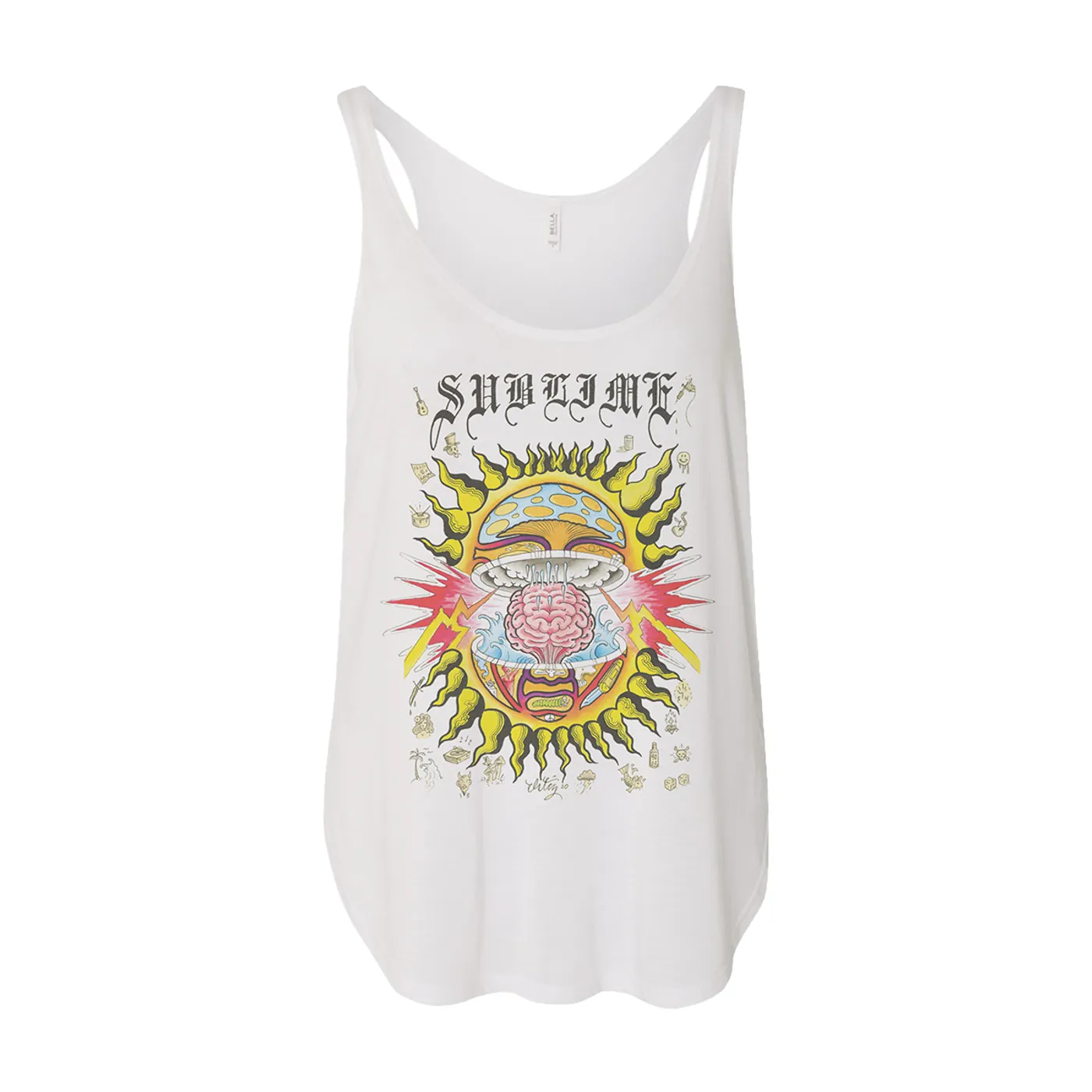 Sublime Mind-Blown Sun Women's White Flowy Tank