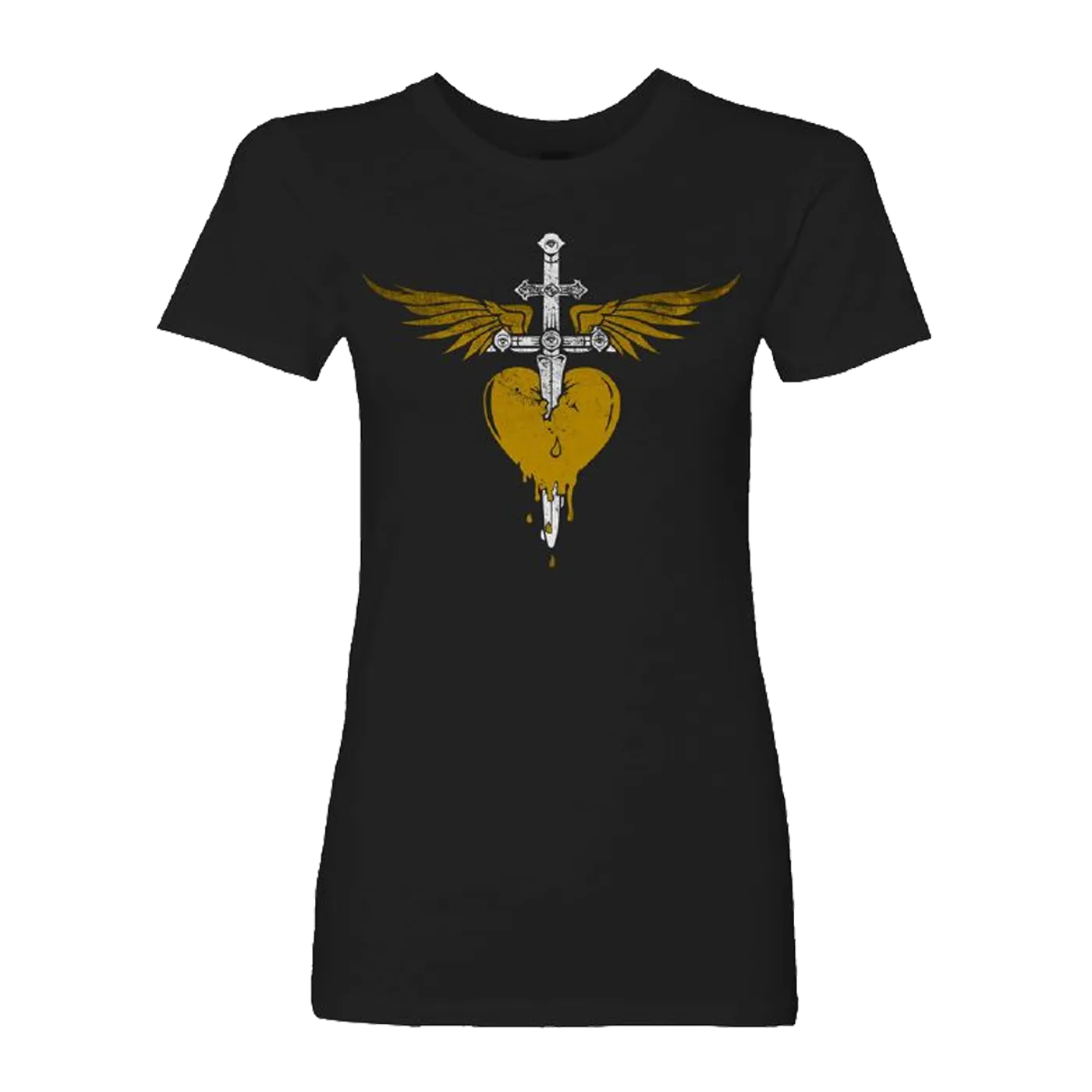 Bon Jovi Gold Heart & Dagger Women's Tee