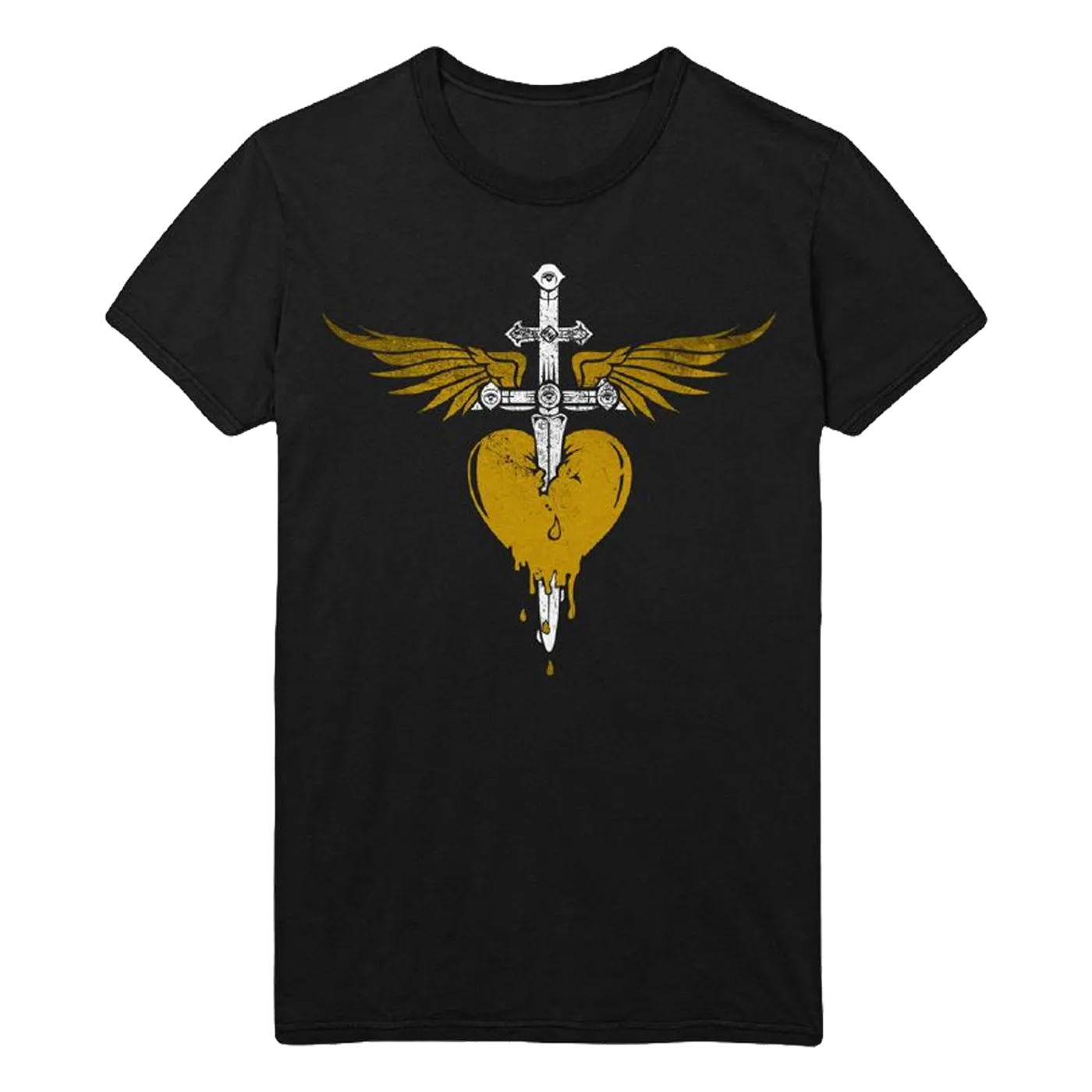Bon Jovi Gold Heart & Dagger Tee