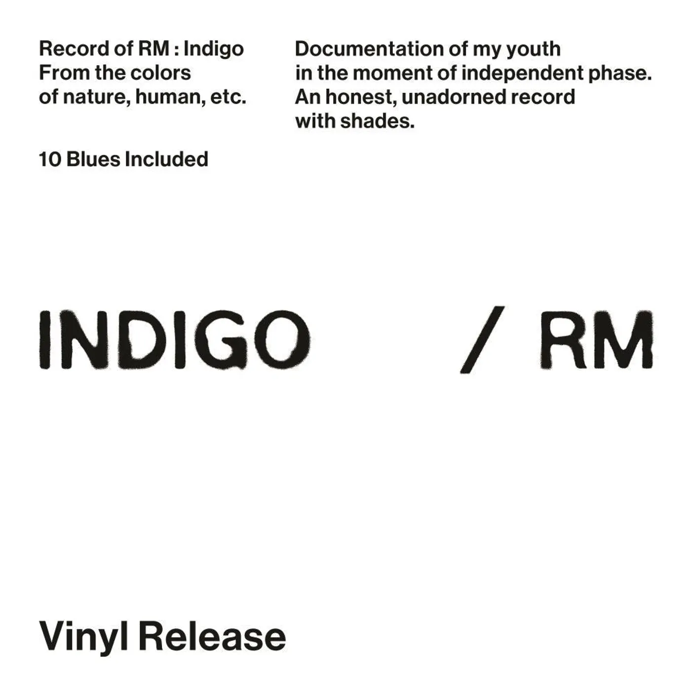RM (BTS) `Indigo' (LP) Vinyl Record