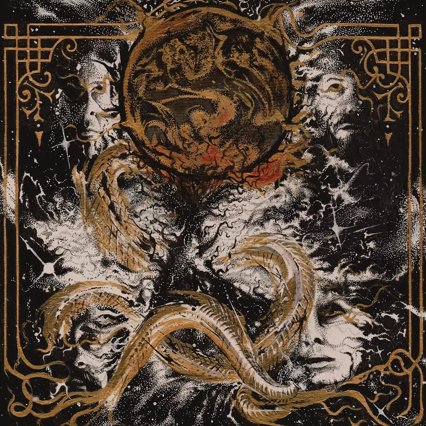 King Woman CREATED IN THE IMAGE OF SUFFERING (TRANSLUCENT GOLD W/ BONE WHITE, BLACK & RED SPLATTER VINYL) Vinyl Record
