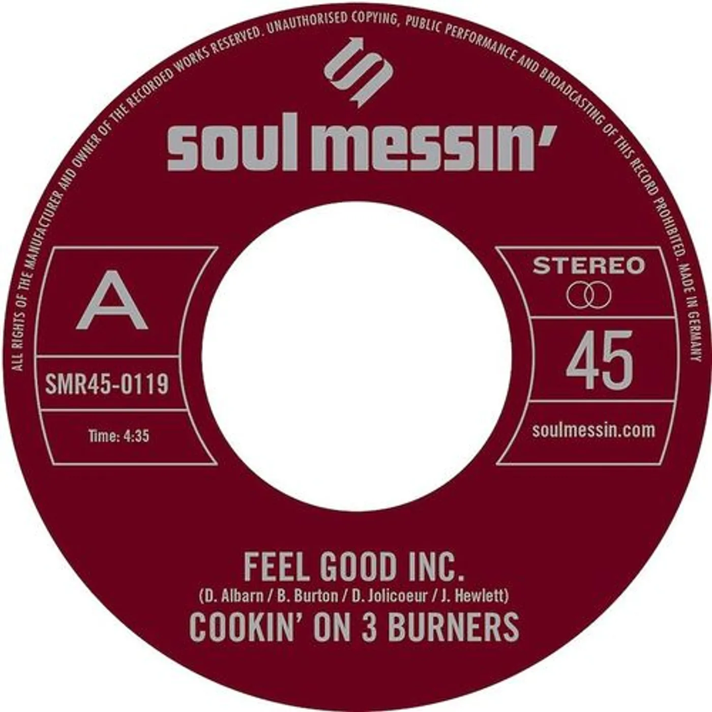 Cookin' On 3 Burners Feel good inc. / cars Vinyl Record