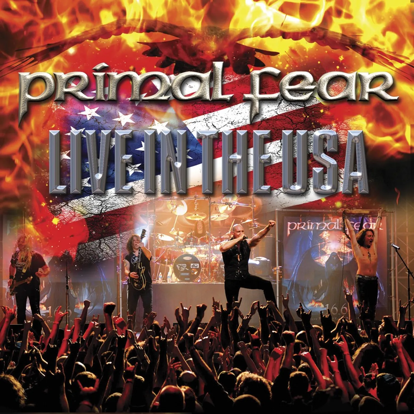 Primal Fear LIVE IN THE USA (WHITE/BLUE/RED MARBLE) Vinyl Record