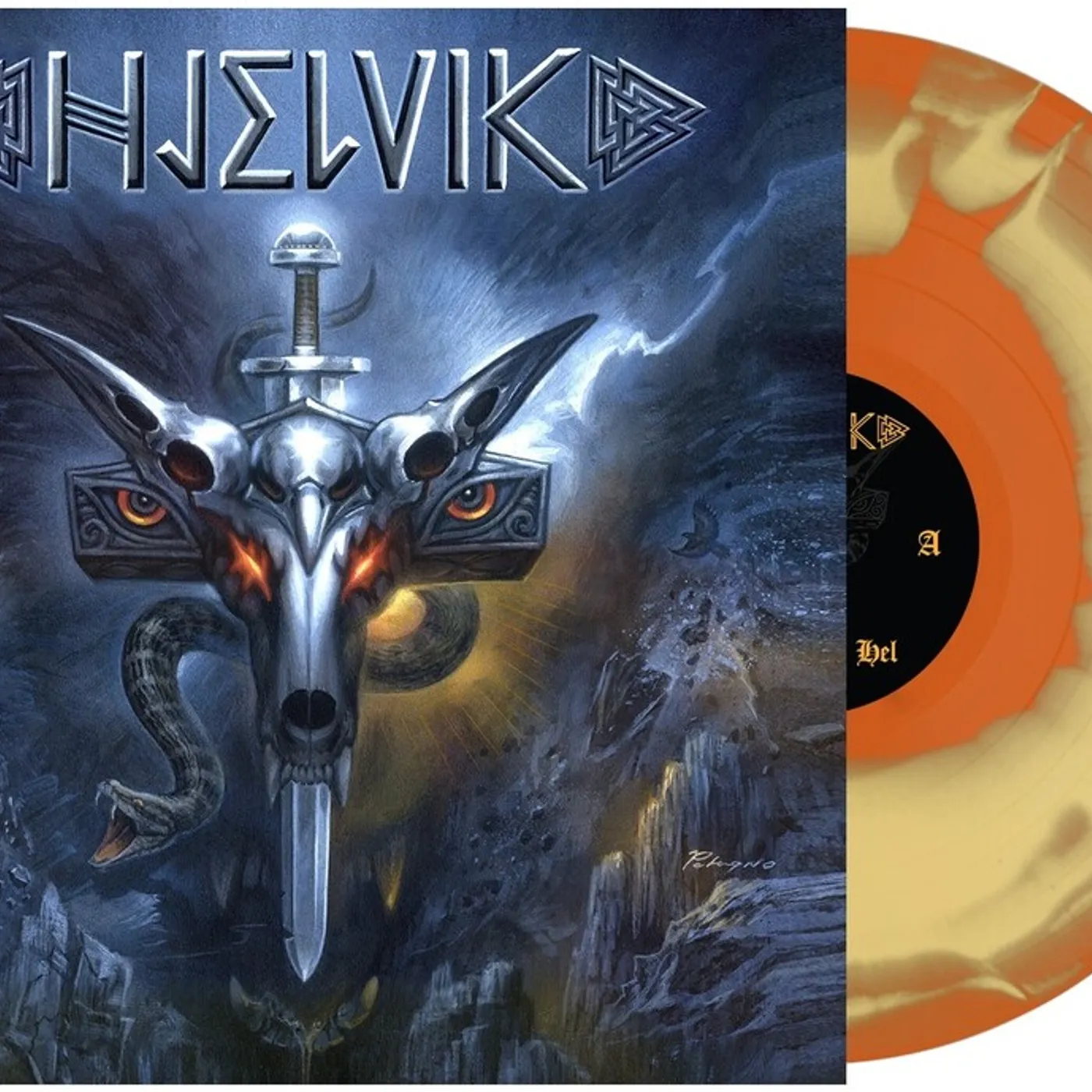 HJELVIK WELCOME TO HEL (ORANGE MUSTARD SWIRL) Vinyl Record