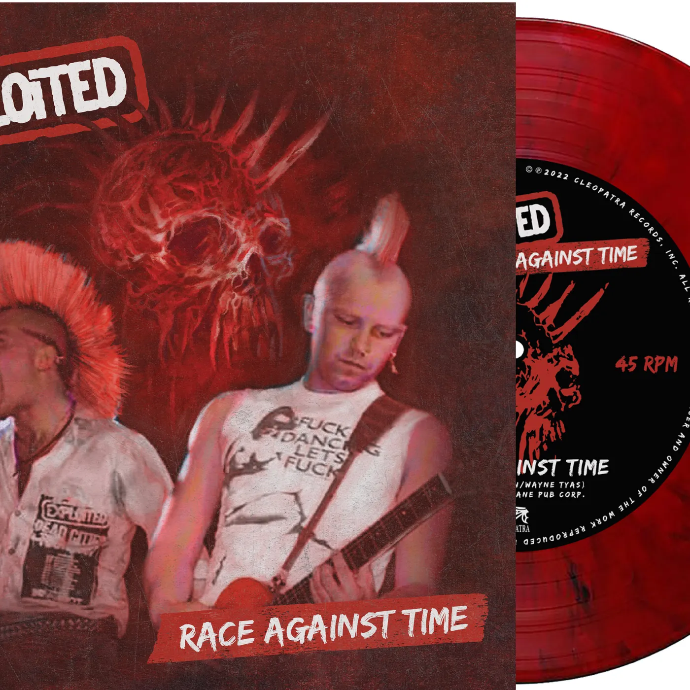 The Exploited RACE AGAINST TIME - RED MARBLE Vinyl Record