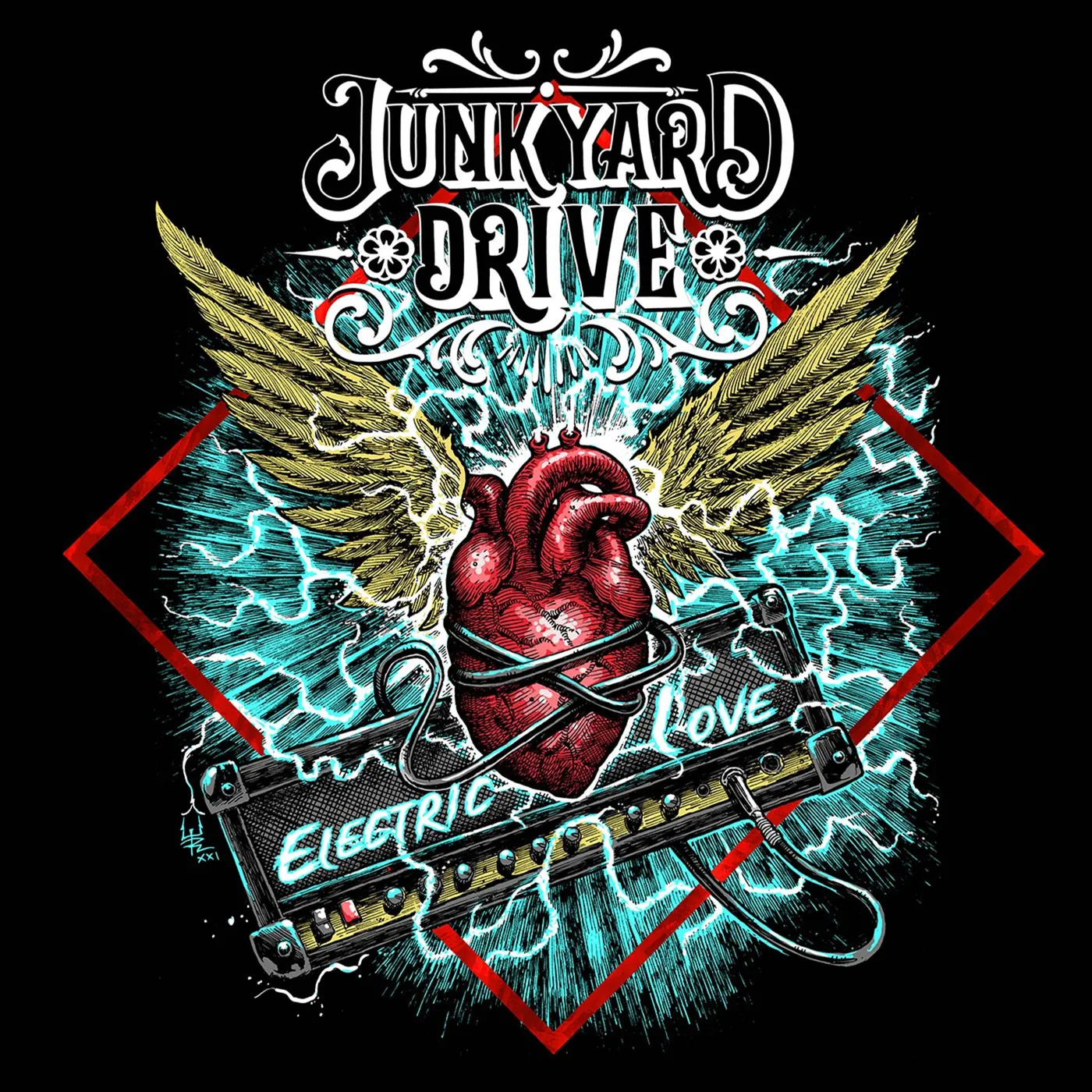Junkyard Drive Electric Love (Marbled Red & Black) Vinyl Record