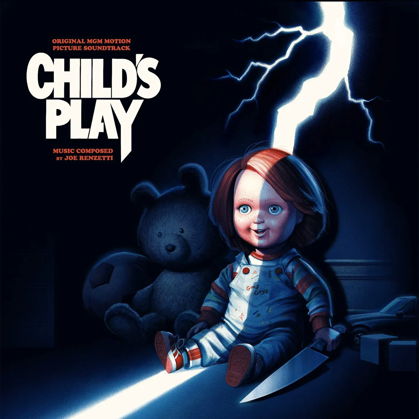 Joe Renzetti CHILD’S PLAY (1988) (2LP/1-FIRE ORANGE  WITH BLOOD SPLATTER/2-RED,WHITE,BLUE WITH BLOOD SWIRL VINYL) Vinyl Record