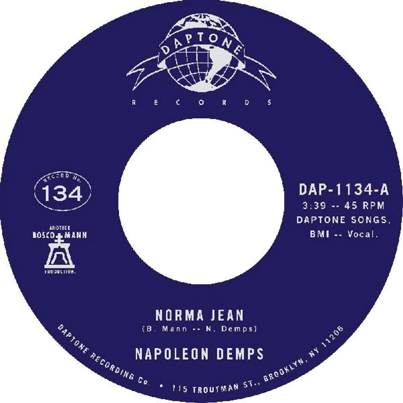 Napoleon Demps NORMA JEAN / NORMA JEAN (INSTURMENTAL) Vinyl Record
