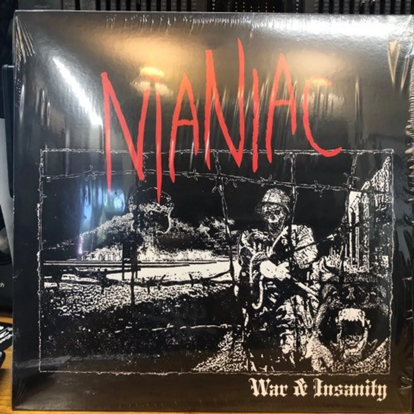 Maniac War & Insanity Blue With Black Streaks Vinyl Record