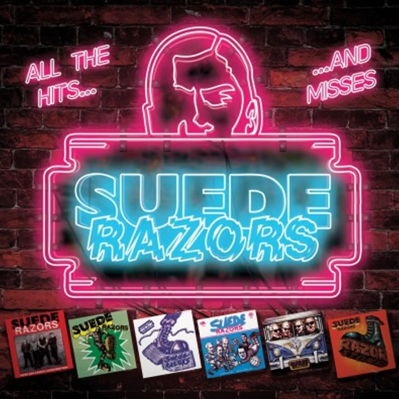 Suede Razors ALL THE HITS...…& MISSES (ULTRA CLEAR WITH HOT PINK & CYAN SPLATTER COLORED VINYL) Vinyl Record