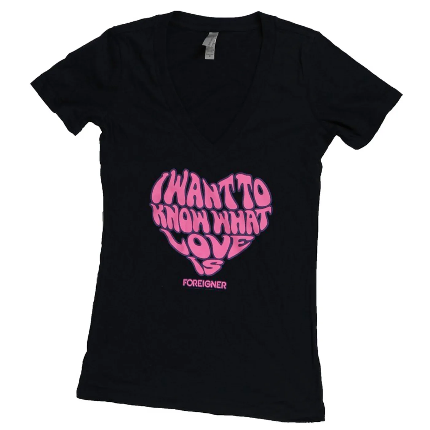 Foreigner Women's Navy I Want To Know What Love Is V Neck T-Shirt