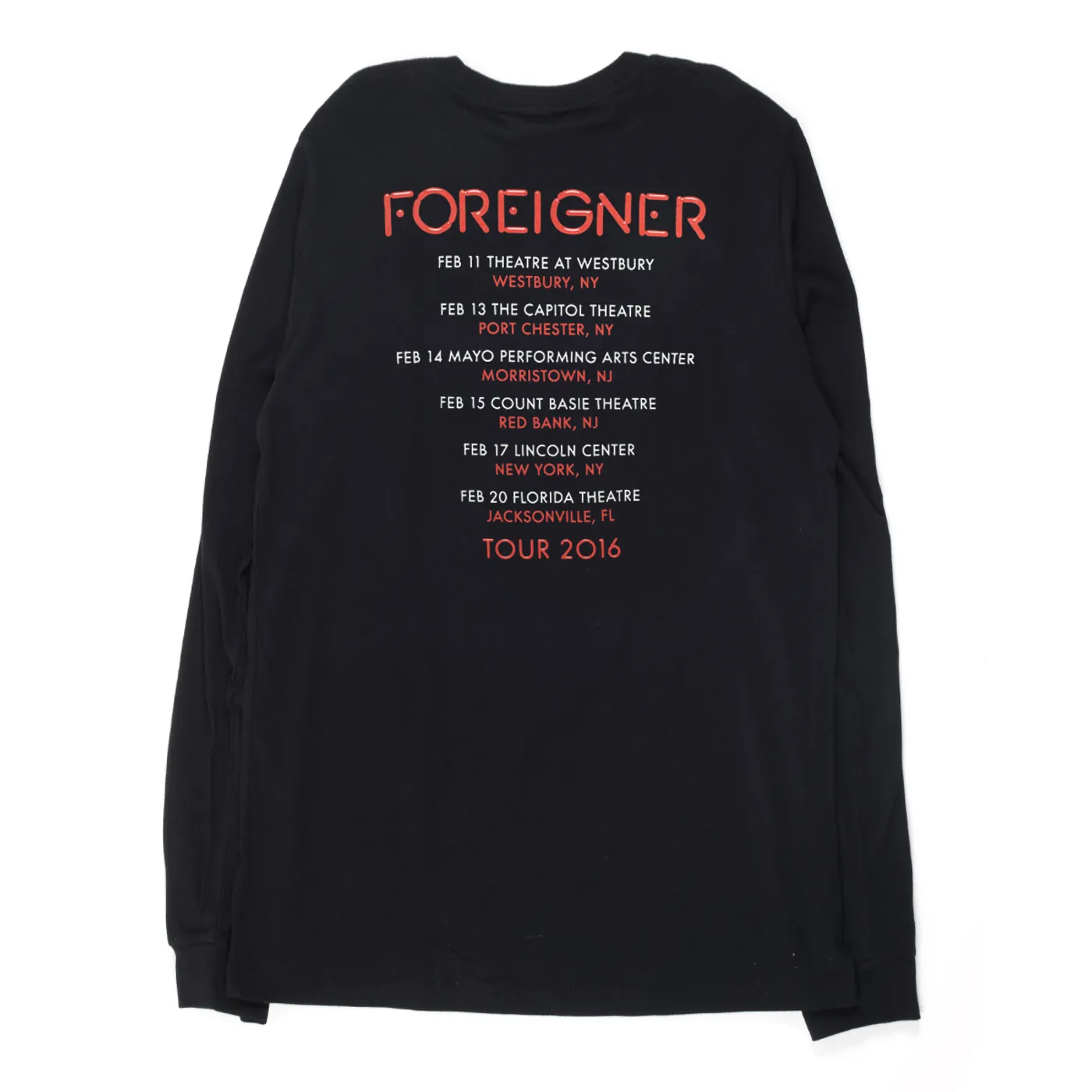 Foreigner Unplugged Acoustic 2016 Tour Long Sleeve T-Shirt