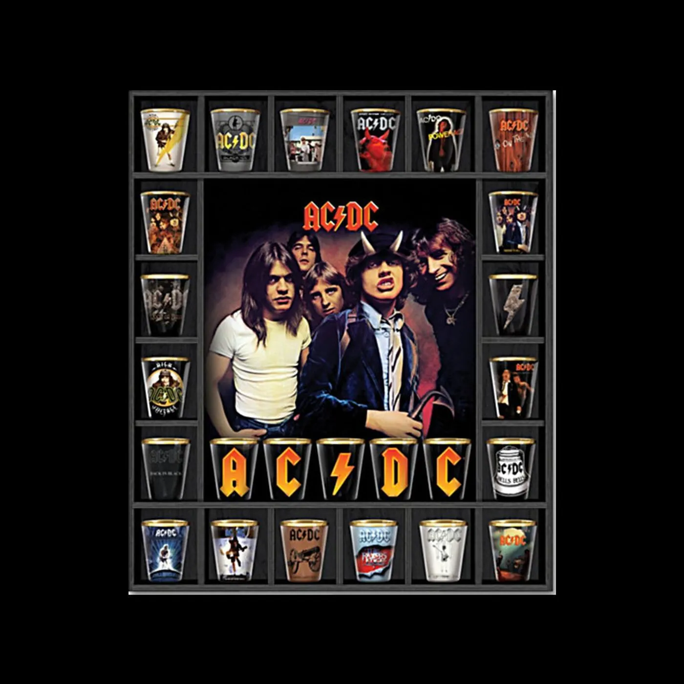 AC/DC Album Covers Shot Glass Collection With Display