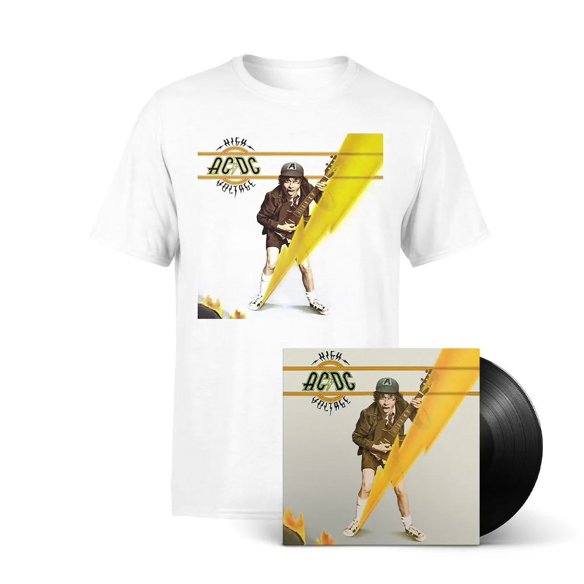 High Voltage Cover T-Shirt + AC/DC High Voltage LP Bundle