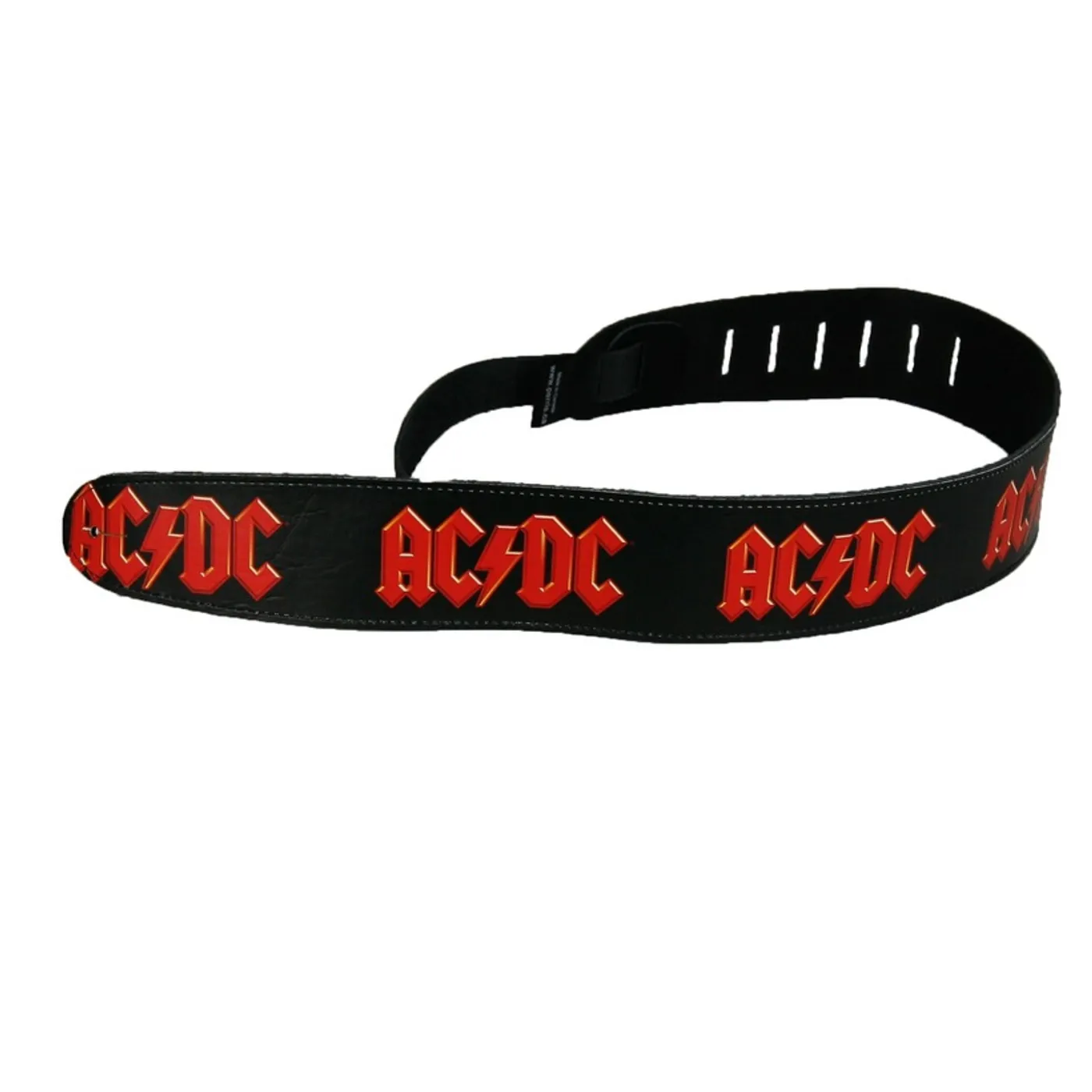 AC/DC Leather Red Logo Guitar Strap