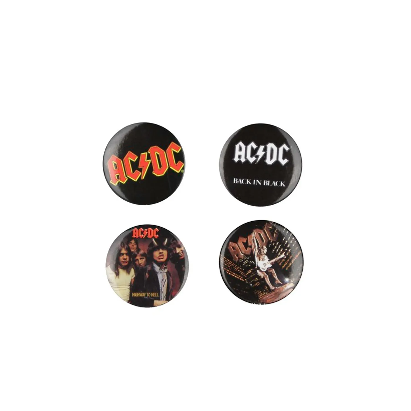 AC/DC Lips, Logos & A Highway To Hell 4 Button Pack
