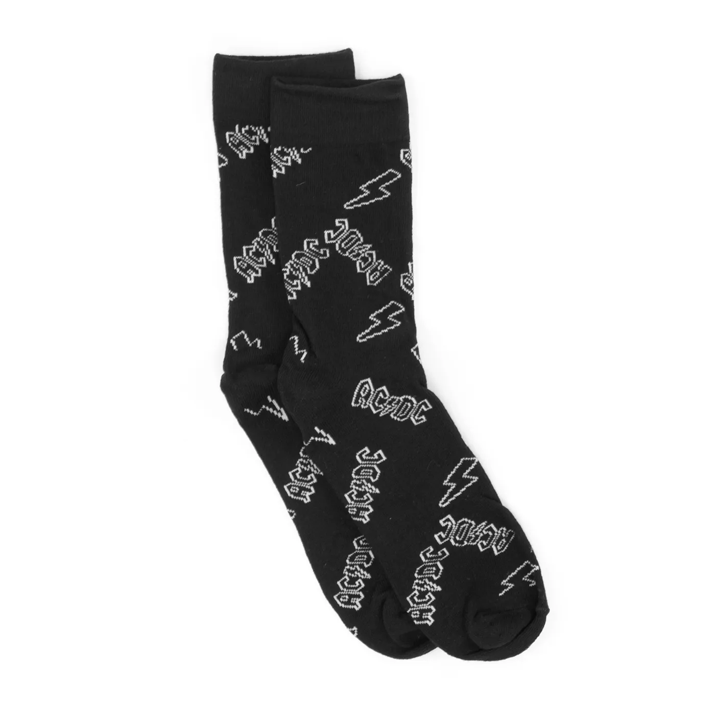 AC/DC Black Lightning Bolt Logo Socks