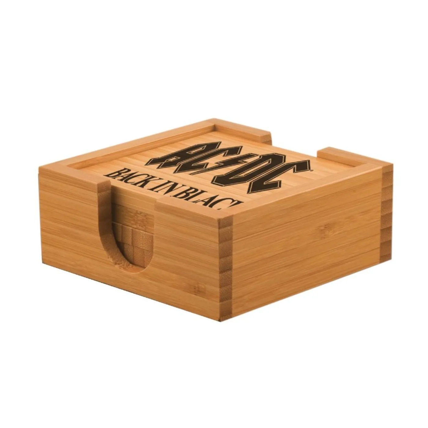 AC/DC Back In Black Bamboo Coaster Set