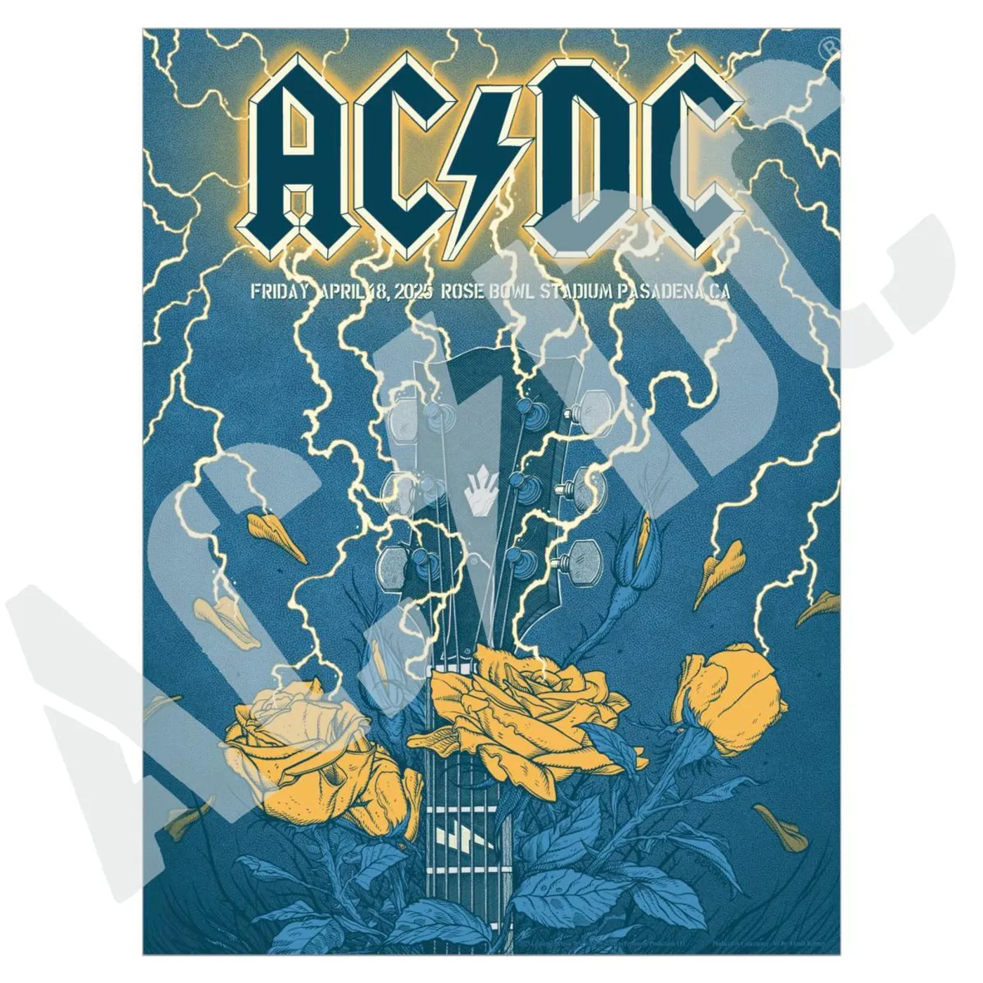 AC/DC Pasadena PWR UP Tour Poster - Alternate Color 1
