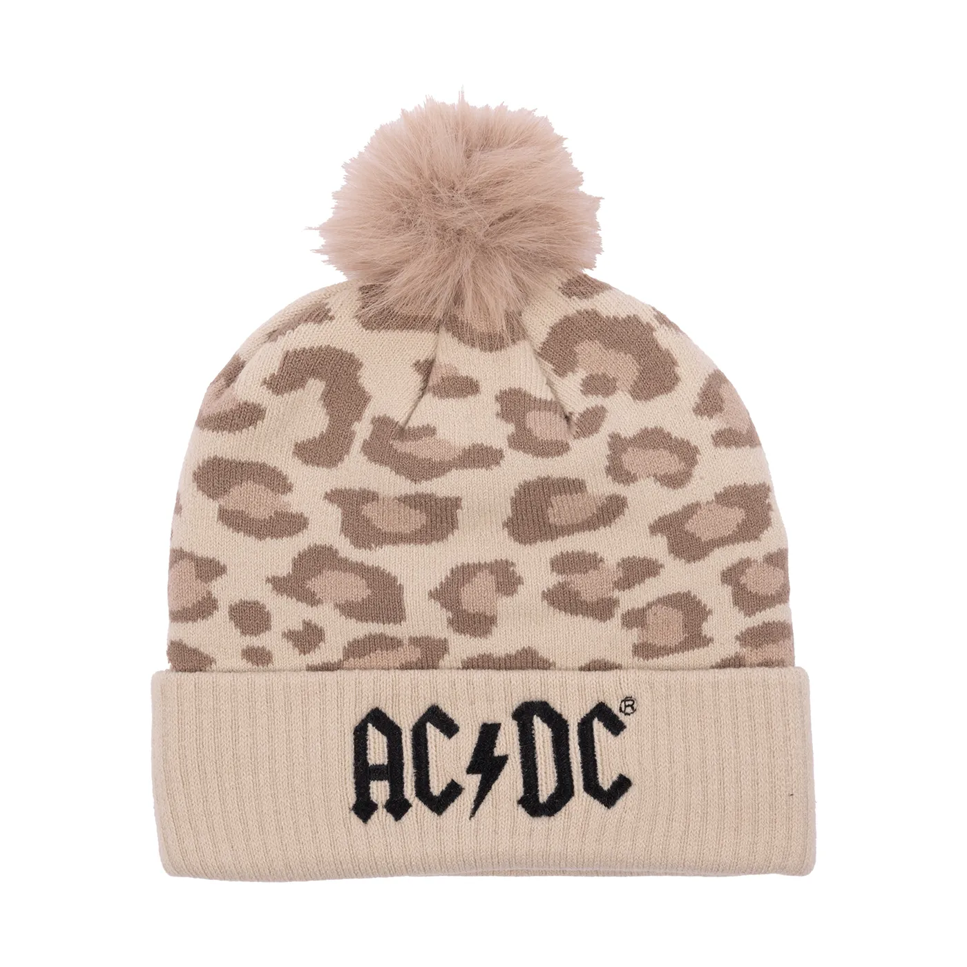 AC/DC Leopard Pom Pom Beanie