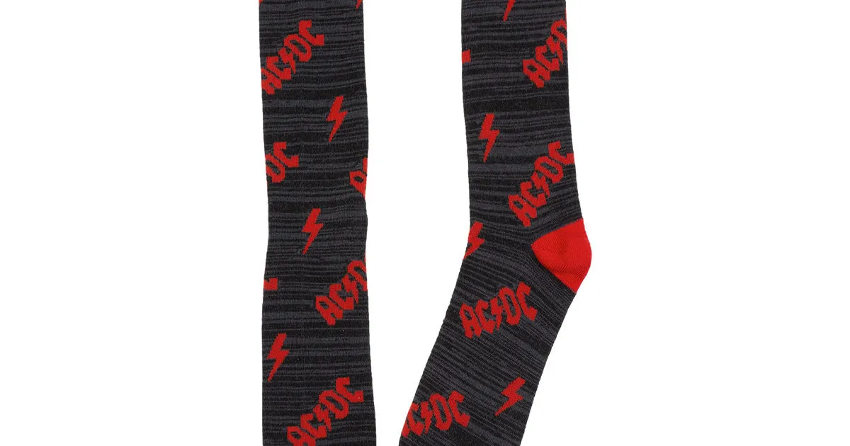 AC/DC Lightning Bolt Black & Red Socks