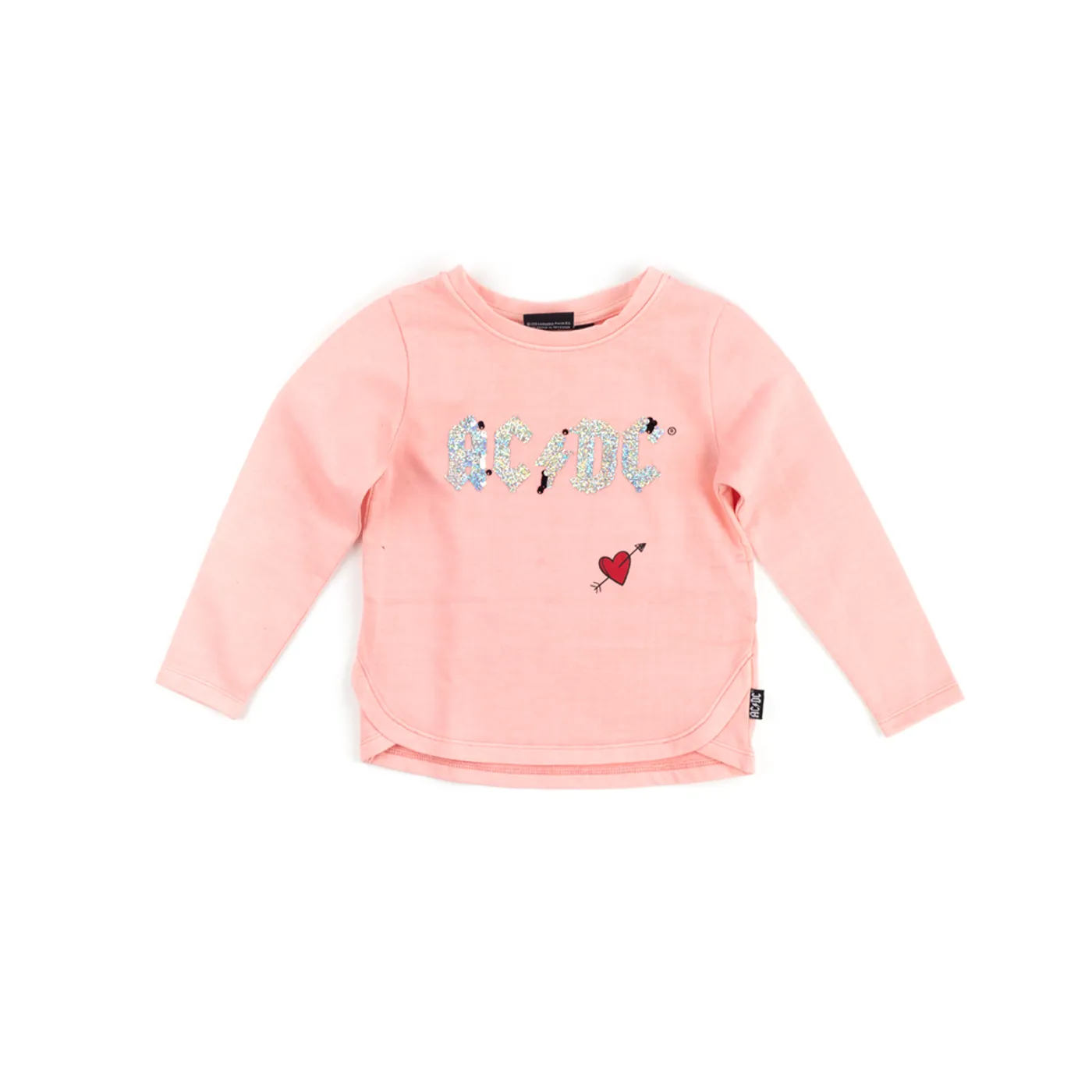 AC/DC Band Logo with Heart Iridescent Pink Kids Sweater